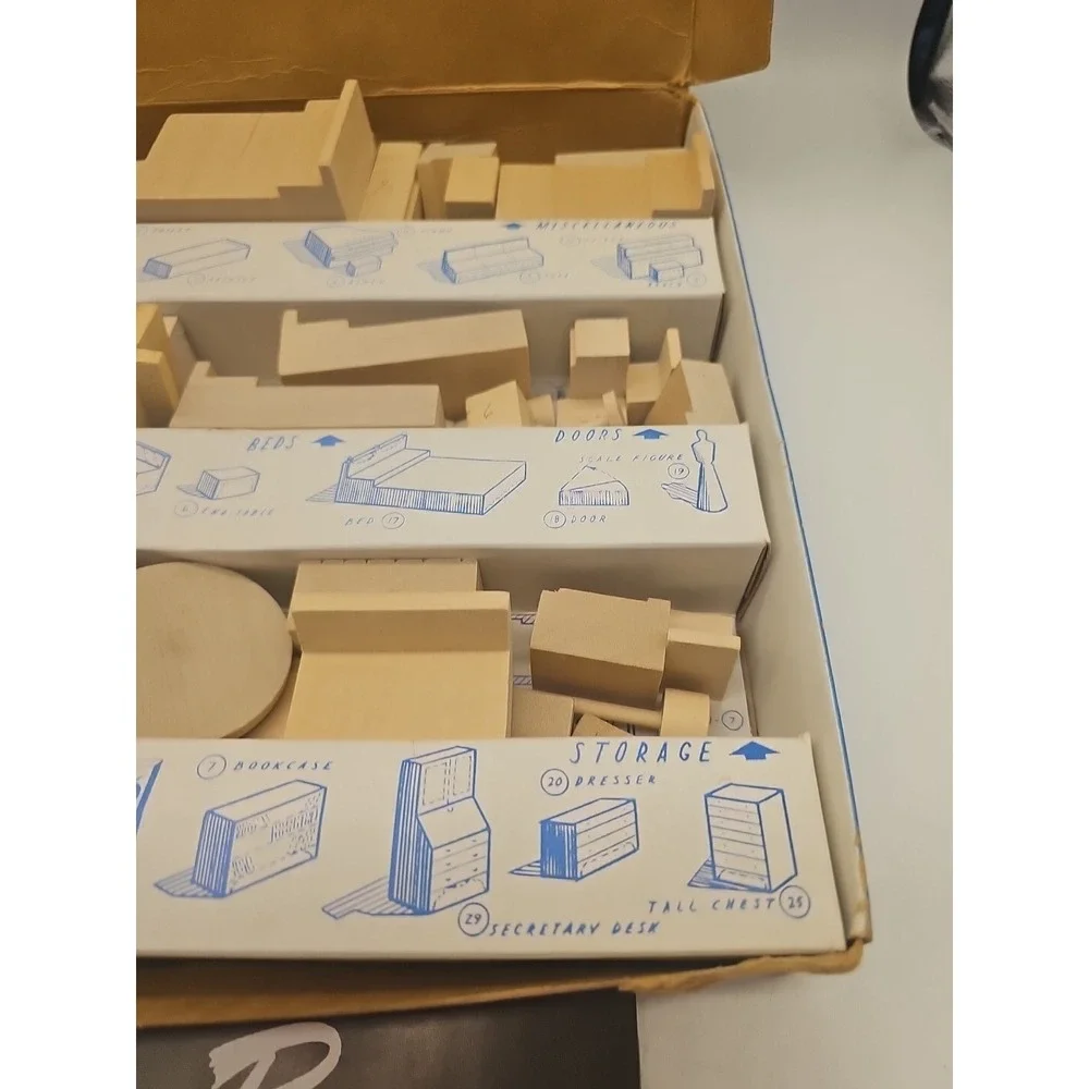 Paul MacAlister‎ Original Plan-A-Room 1950s Wooden Pieces Box Manual Vintage